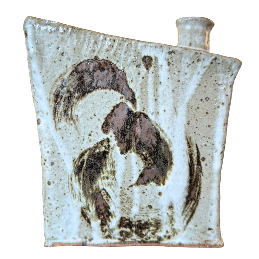 Rectangular Studio Ceramic Vase with Abstract Glaze