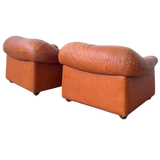 Pair of Cognac Leather ‘Soleado’ Lounge Chairs by Mobil Girgi, 1970s