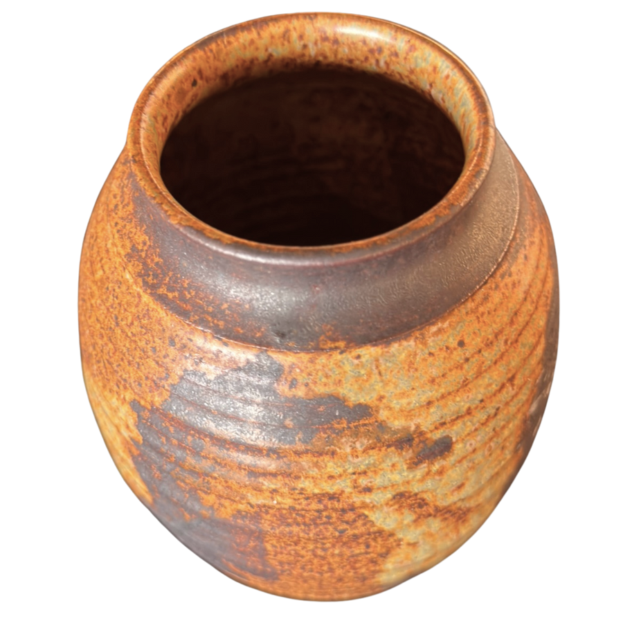 Rust and Umber Glazed Stoneware Vase