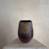 Incised Earth Glaze Ceramic Vessel