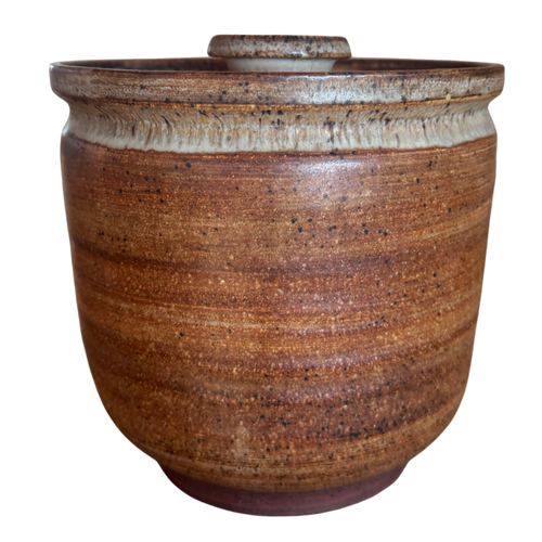 Lidded Terracotta Brown Stonware Jar