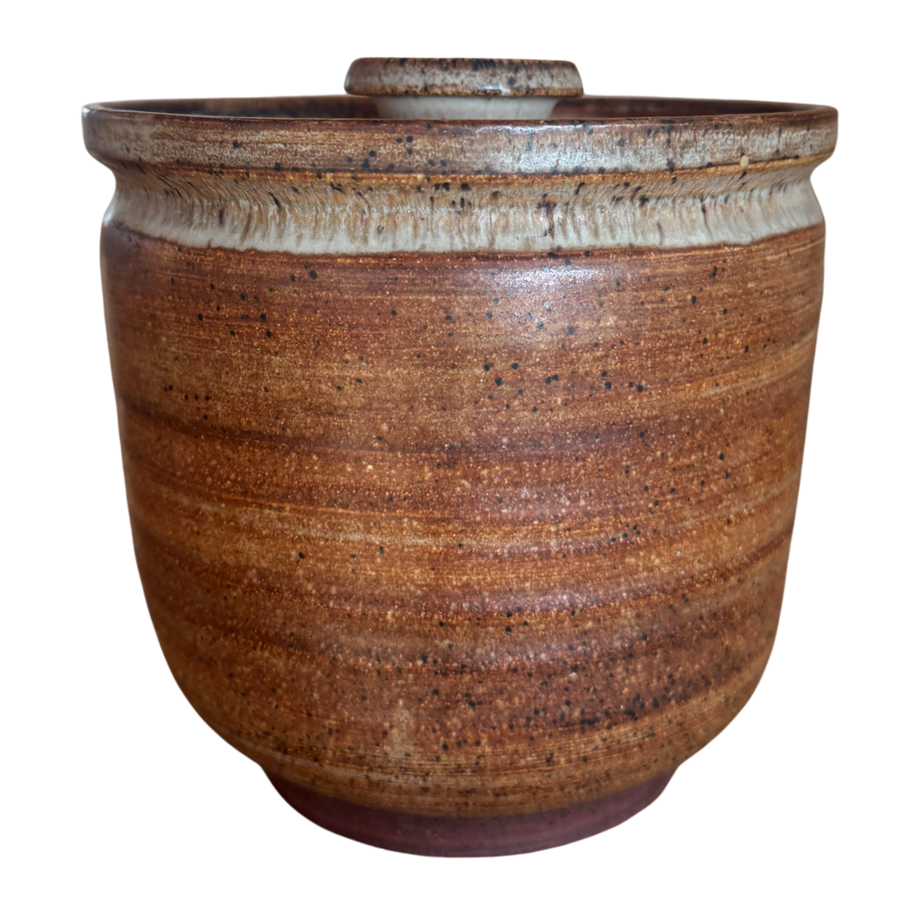 Lidded Terracotta Brown Stonware Jar