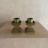 Pair of Structural Brass Candle Holders