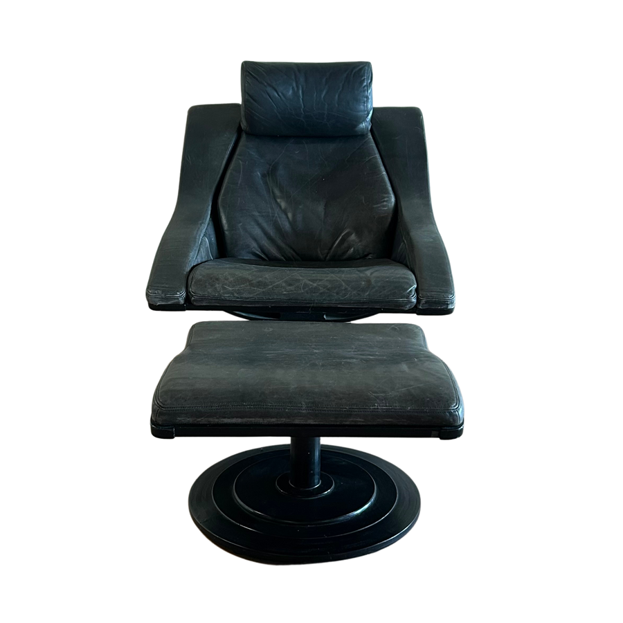 Nelo ‘Move’ Swivel Lounge Chair with Ottoman by Takashi Okamura and Erik Marquardsen