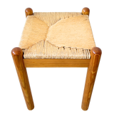 Pine and Woven Rush Seat Stool