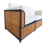 Vintage French Natural Wicker and Ebony Sofa