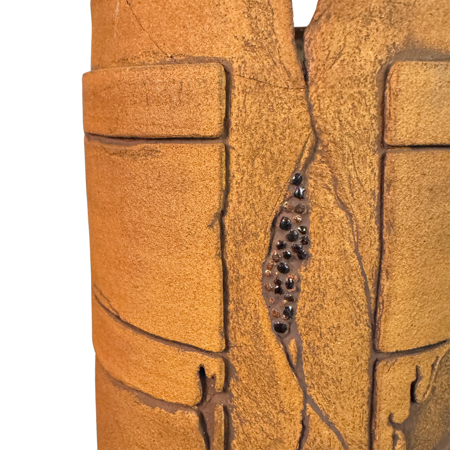 Carved Tonal Ceramic Vessel