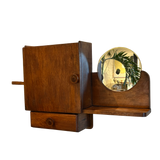 Vintage Carved Wood Hanging Shelf with Mirror