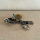 Italian Horn & Silverplate Salad Servers by Arca