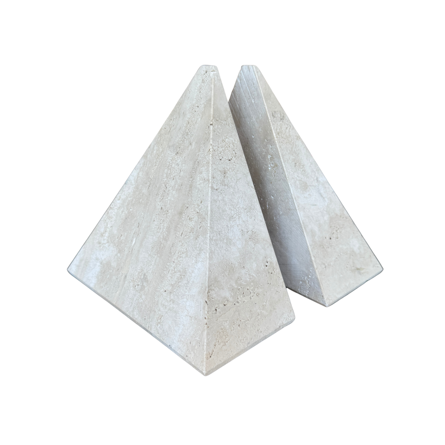 Pair of Triangular Travertine Bookends