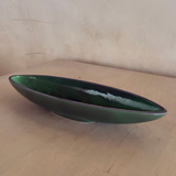Sculptural Emerald Green Oval Ceramic Dish