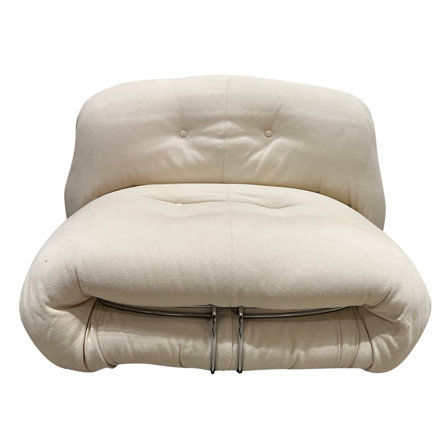 Cream Upholstered Soriana Chair by Tobia and Afra Scarpa for Cassina