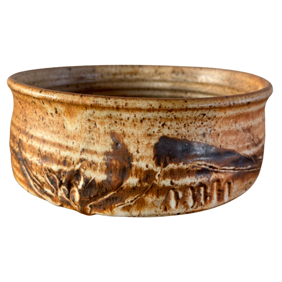 Marbled Studio Pottery Bowl in Brown and Cream