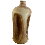 Cream and Brown Glazed Studio Ceramic Vessel