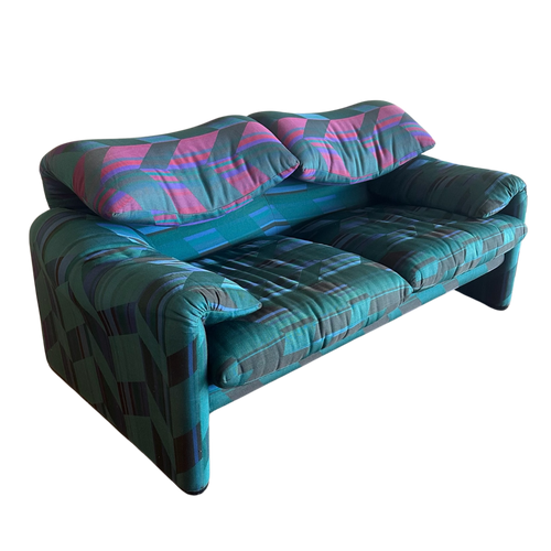 Patterned Maralunga Loveseat by Vico Magistretti