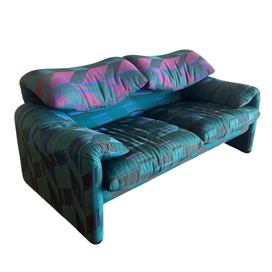 Patterned Maralunga Loveseat by Vico Magistretti