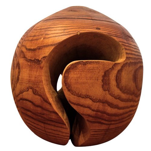 Carved Wood Sphere Sculpture