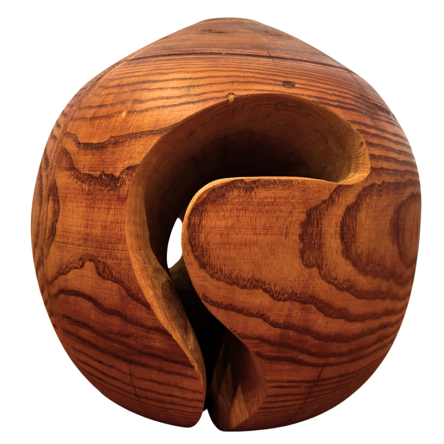 Carved Wood Sphere Sculpture