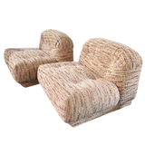Pair of Textured Tufted Lounge Chairs, 1970s