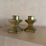 Pair of Structural Brass Candle Holders