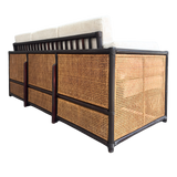 Vintage French Natural Wicker and Ebony Sofa