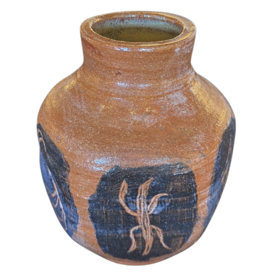 Brown and Indigo Studio Pottery Vase