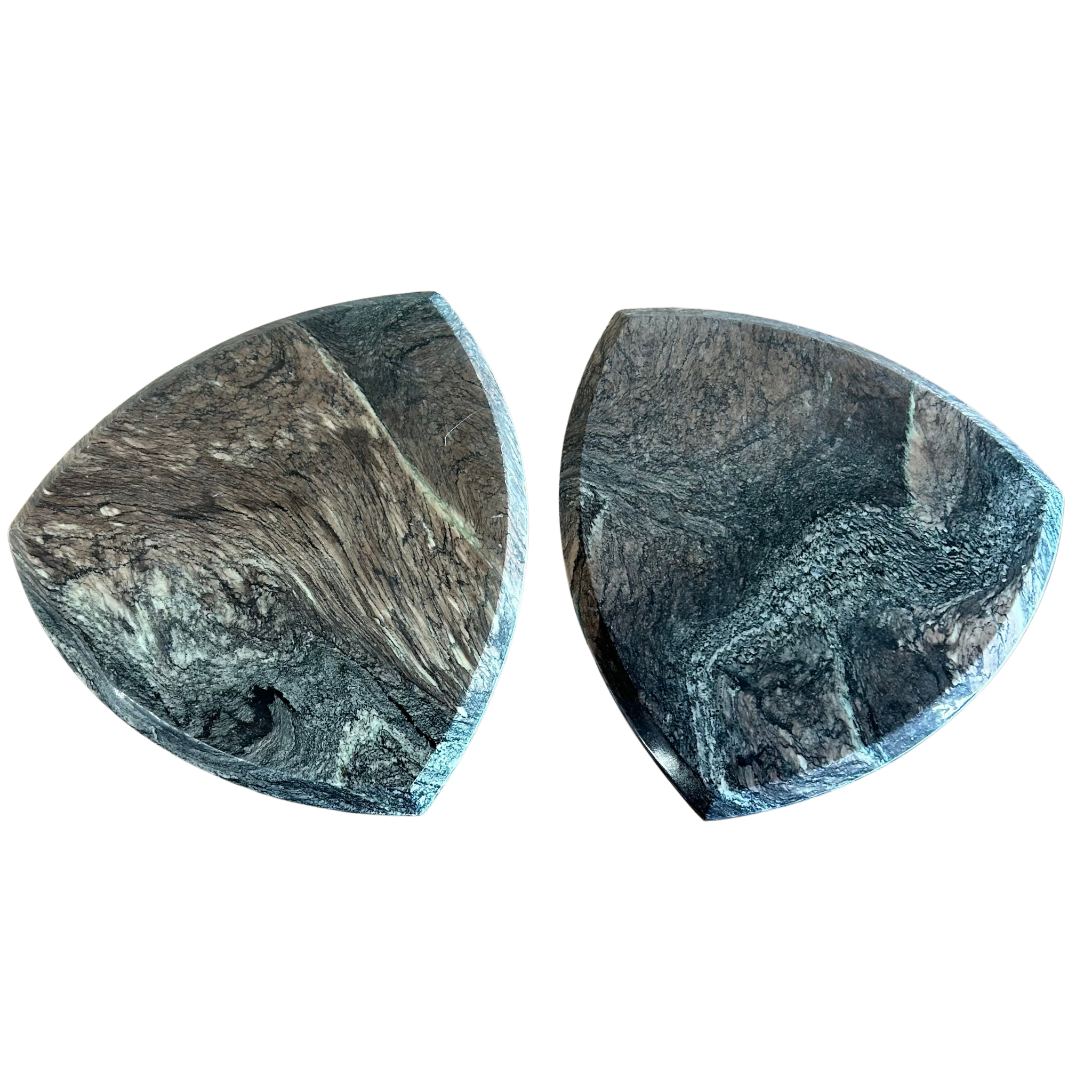 Pair of Vintage Triangular Textured Marble End Tables