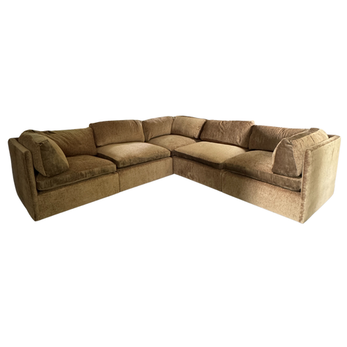 5 Piece Milo Baughman Sectional in Deep Ochre Chenille