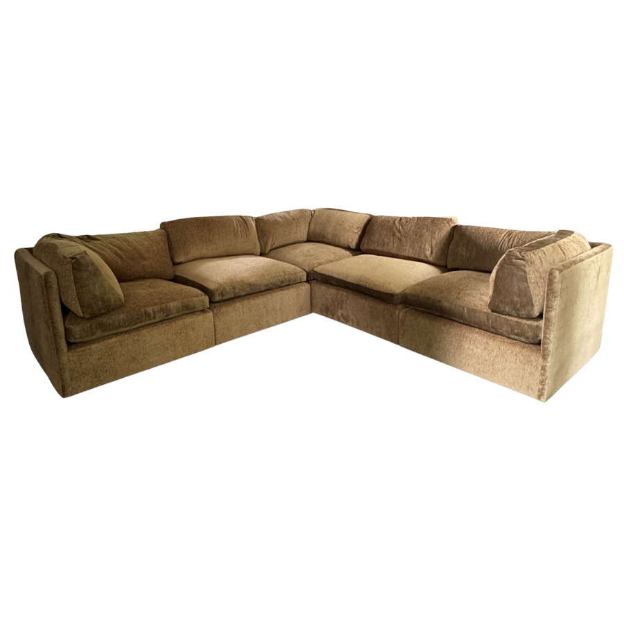 5 Piece Milo Baughman Sectional in Deep Ochre Chenille