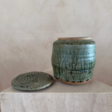 Pine Green Drip Lidded Vessel