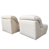 Pair of Postmodern Textured Cream Rope Knit Lounge Chairs