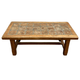 French Artisan Oak and Tile Coffee Table