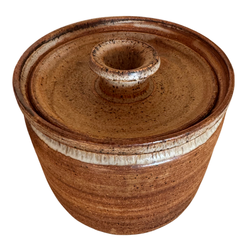 Lidded Terracotta Brown Stonware Jar