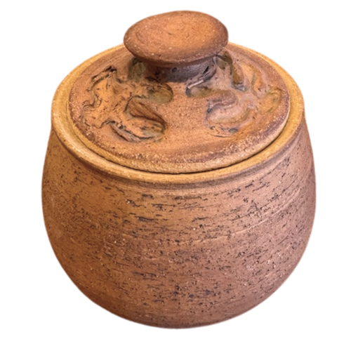 Small Lidded Studio Jar in Textured Red Clay