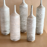 Tall Ribbed Cream Studio Pottery Vessels