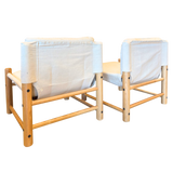 Pair of Canvas Oak Frame Safari Chairs, 1970s