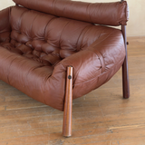 Tufted Cognac Leather MP-81 Sofa by Percival Lafer, 1970s.