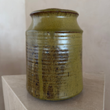 Olive Glaze Studio Pottery Lidded Jar