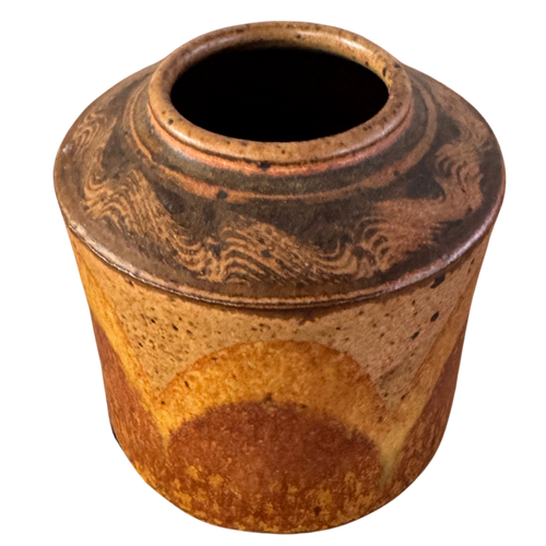 Studio Pottery Vessel with Wave Pattern Glaze