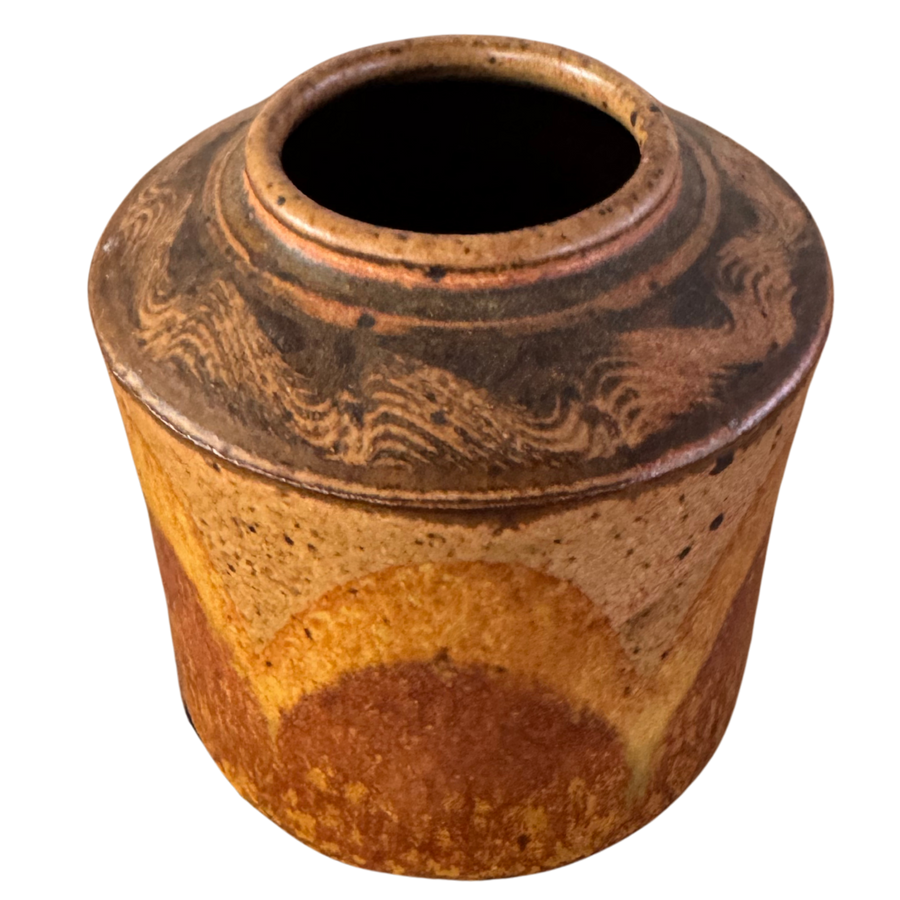 Studio Pottery Vessel with Wave Pattern Glaze