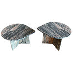 Vintage Pair of Pink and Charcoal Stone Coffee Tables