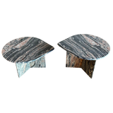 Vintage Pair of Pink and Charcoal Stone Coffee Tables