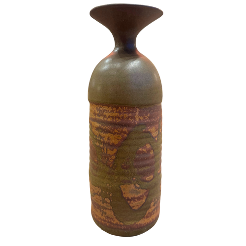 Olive and Plum Glaze Studio Vase