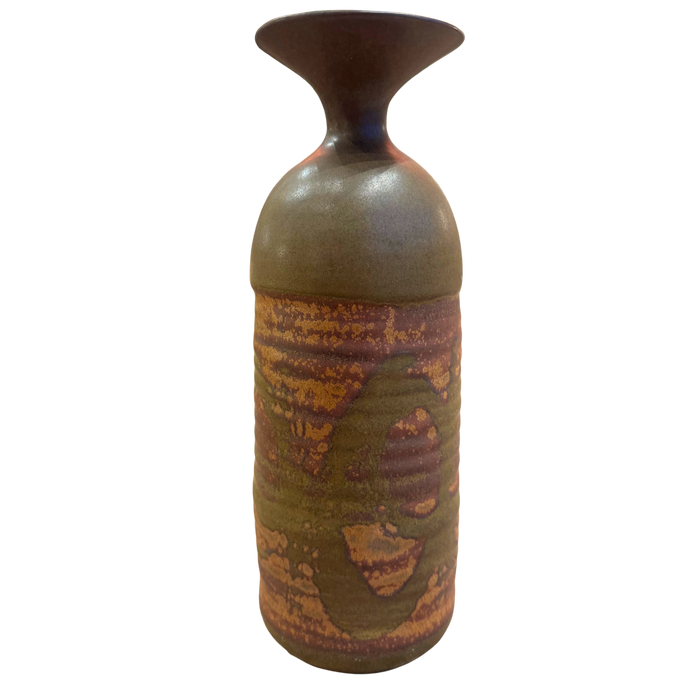 Olive and Plum Glaze Studio Vase