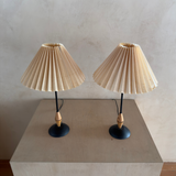 Wood Accented Pleated Shade Table Lamps