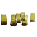 Set Of 6 Large Moroccan Cone Glasses- Olive