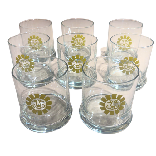 Set of 8 Yellow Accent Glasses