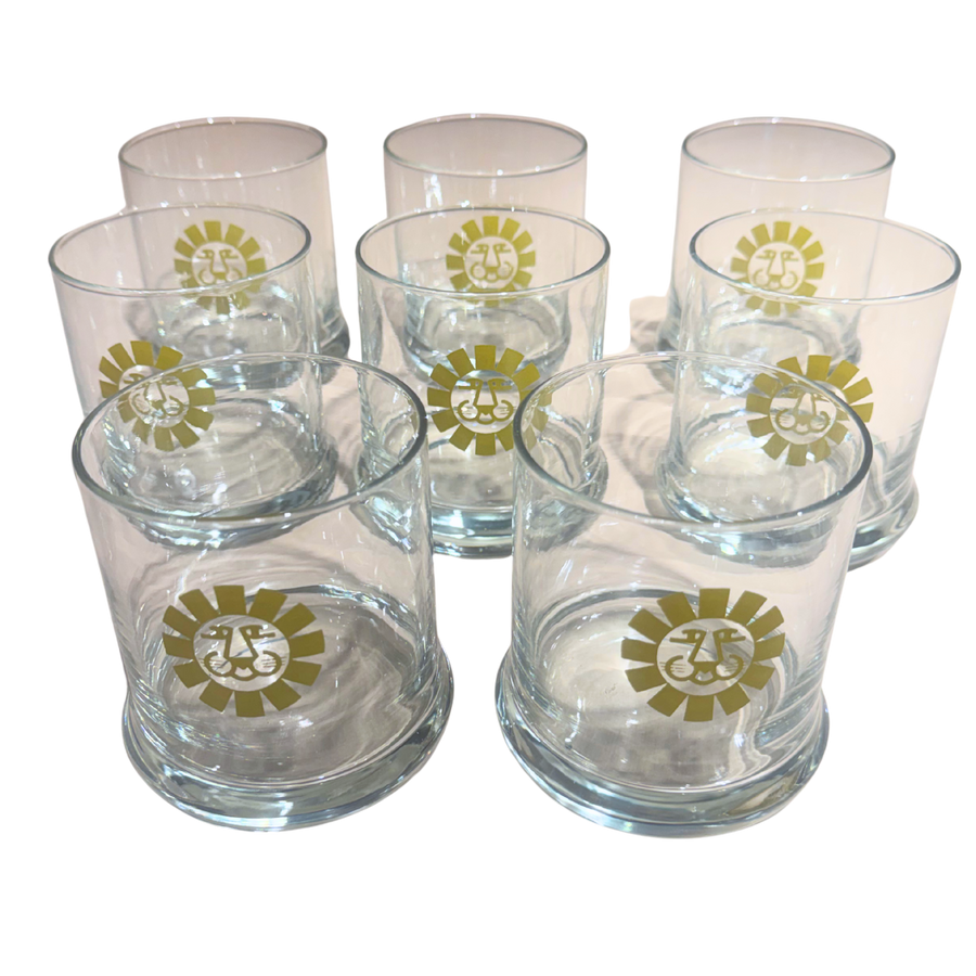 Set of 8 Yellow Accent Glasses