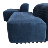 Pair of Blue Velvet Slipper Chairs by Titina Ammannati and Gianpiero Vitelli for Brunati Italia