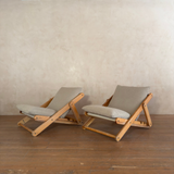 Pair of French Adjustable Wood Frame Lounge Chairs